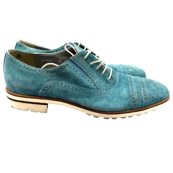 Sandro G. Blue Suede Shoes Oxford Derby Men\'s 10.5 Leather Dress Slip Ons Preppy main image 4
